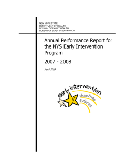 Annual Performance Report for the NYS Early Intervention Program 2007 - 2008