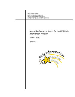 Annual Performance Report for the NYS Early Intervention Program 2009 - 2010