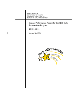 Annual Performance Report for the NYS Early Intervention Program 2010 - 2011