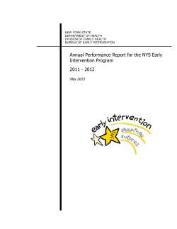 Annual Performance Report for the NYS Early Intervention Program 2011 - 2012
