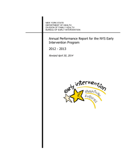 Annual Performance Report for the NYS Early Intervention Program 2012 - 2013