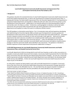 Local Health Department Community Health Assessment and Improvement Plan and Hospital Community Service Plan Guidance, 2013