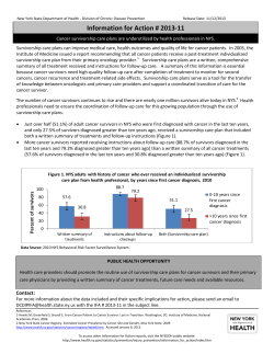 Information for Action # 2013-11: Cancer survivorship care plans are underutilized by health professionals in NYS