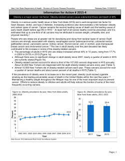IFA # 2015-04: Obesity is a major cancer risk factor. Obesity-related cancers cause substantial illness and death in NYS