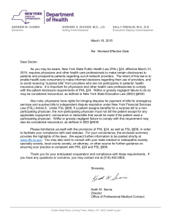 Summary of New Disclosure Requirements for Physicians and Other Health Care Professionals New York Public Health Law Section 24