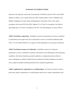 Medical Marijuana Program Regulations