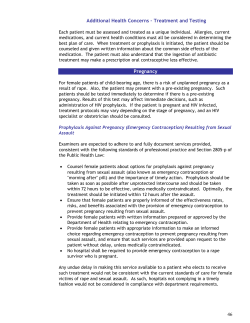 Additional Health Concerns -- Treatment and Testing