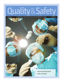 Quality Safety Newsletter Volume 5, No. 1