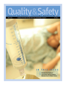 Quality Safety Newsletter Volume 8, No. 1