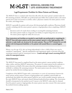 MOLST Checklist for Minor Patients and Glossary (3/2012)