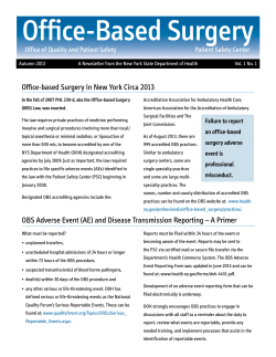 Autumn 2013, Office-based Surgery in New York Circa 2013, Vol. 1 No. 1
