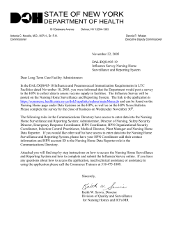 DAL 05-19 Influenza Survey Nursing Home Surveillance and Reporting System