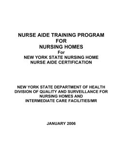 Nursing Home Nurse Aide Training Program for Nurse Aide Certification