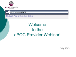 EPOC Webinar for Providers - Power Point Presentation