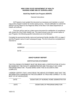 NH DAL 13-08: Program Survey Report Questionnaire for the ADHC Program
