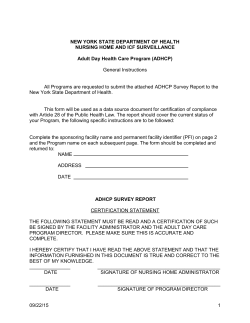 Adult Day Health Care Program Survey Report Questionnaire