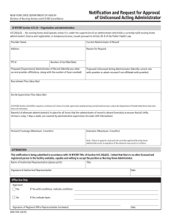 Notification and Request for Approval of Unlicensed Acting Administrator