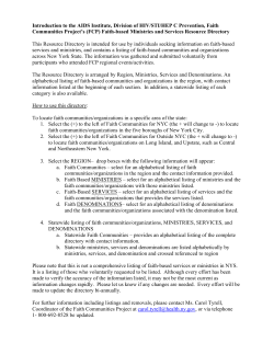 Faith-based Ministries and Services Resource Directory