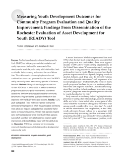 Measuring Youth Development Outcomes for Community Program Evaluation and Quality Improvement: Findings From Dissemination of the Rochester Evaluation of Asset Development for Youth (READY) Tool