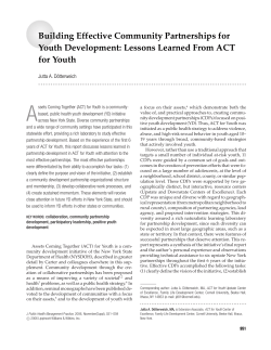 Building Effective Community Partnerships for Youth Development: Lessons Learned from ACT for Youth