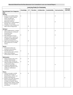 Learning Goals for Graduates
