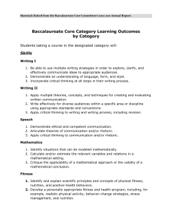 learning outcomes for categories