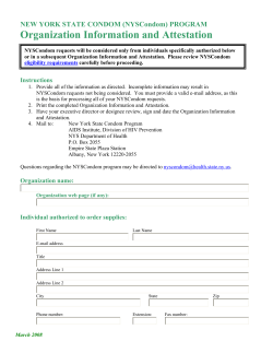 New York State Condom Program Organization Information and Attestation (OIA)