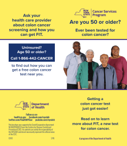 GET FIT! Ask your doctor about FIT, a colorectal cancer test (brochure)