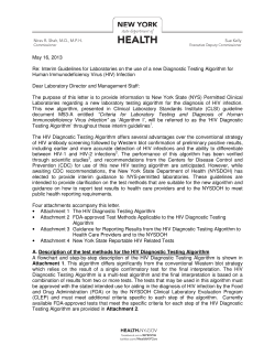 Interim Guidelines for Laboratories of the Use of a New Diagnostic Testing Algorithm for HIV Infection, May 16, 2013
