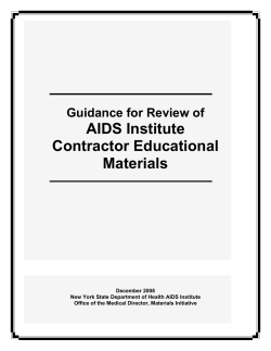Guidance for Review of AIDS Institute Contractor Educational Materials