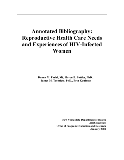 Annotated Bibliography: Reproductive Health Care Needs and Experiences of HIV-Infected Women