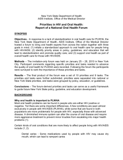 Priorities in HIV and Oral Health: Report of a National Oral Health Forum