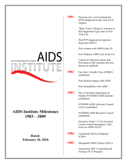 AIDS Institute Milestones 1983 - 2009
