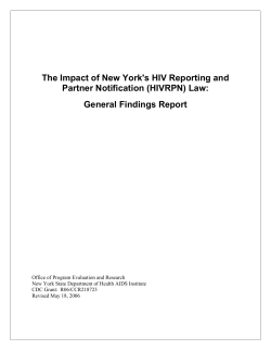 The Impact of New York's HIV Reporting and Partner Notification (HIVRPN) Law: General Findings Report
