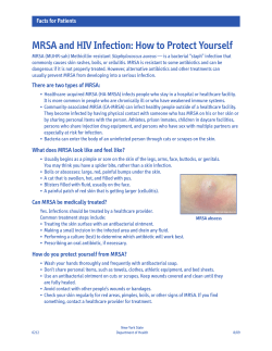 MRSA and HIV Infection: How to Protect Yourself, August 2009