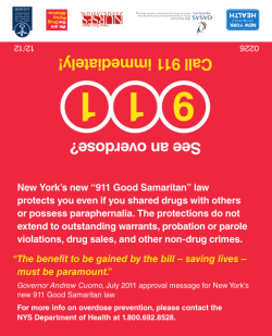 See An Overdose? Call 911 Immediately! - Palm Cards