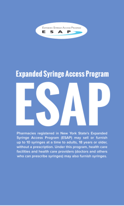 Expanded Syringe Access Program (ESAP) Safety Insert - Brochure, April 2012(English)