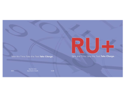 RU+? Take the Time. Take the Test. Take Charge - Booklet, January 2010