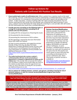 Follow-up Actions for Patients with Confirmed HIV-Positive Test Results