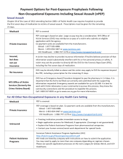 Payment Options for Post-Exposure Prophylaxis Following Non-Occupational Exposure including Sexual Assault