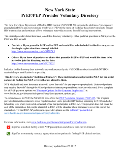 New York State PrEP/PEP Provider Voluntary Directory