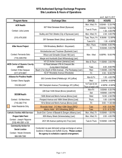 Directory of New York State s Syringe Exchange Programs