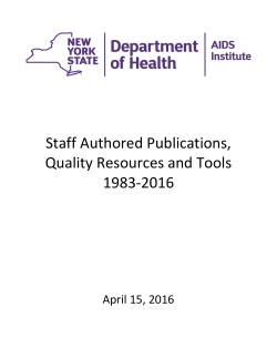 AIDS Institute Staff-Authored Publications: 1983 - Present