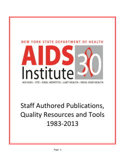 Staff Authored Publications, Quality Resources Tools 1983 - 2013