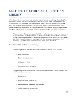 Lecture 11: Ethics and Christian Liberty