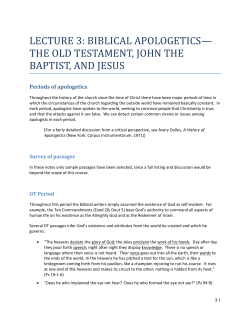Lecture 3: Biblical Apologetics&mdash;the Old Testament, John the Baptist, and Jesus