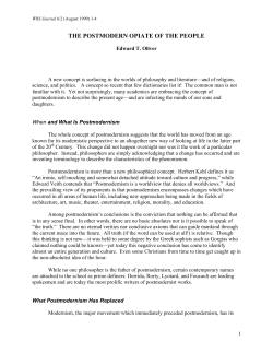 The Postmodern Opiate of the People