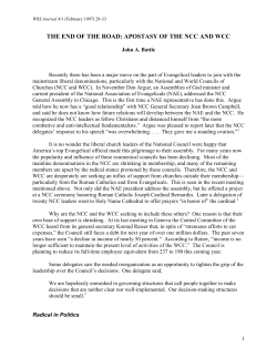 The End of the Road: Apostasy of the NCC and WCC