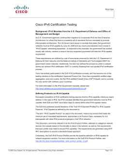 Cisco IPv6 Certification Testing White Paper