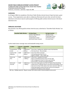 DoverNet Public Wireless Internet Access Project, 2008 Final Report